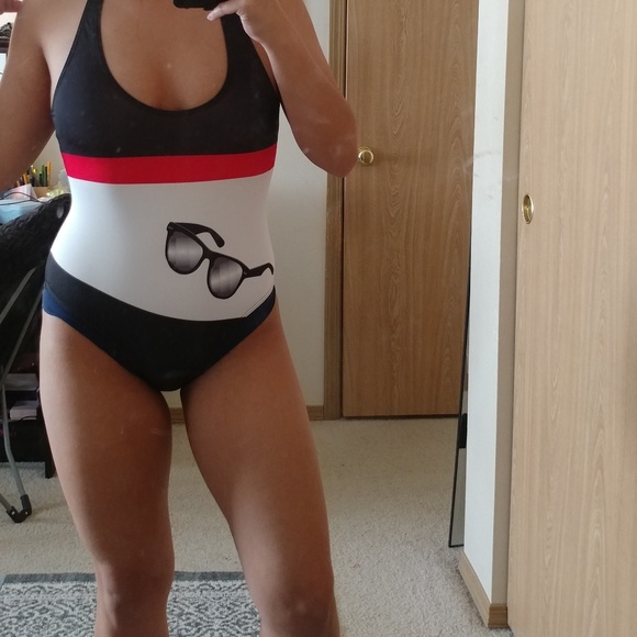 Modcloth High Dive Halter Top One piece Swim Suit - Picture 4 of 4